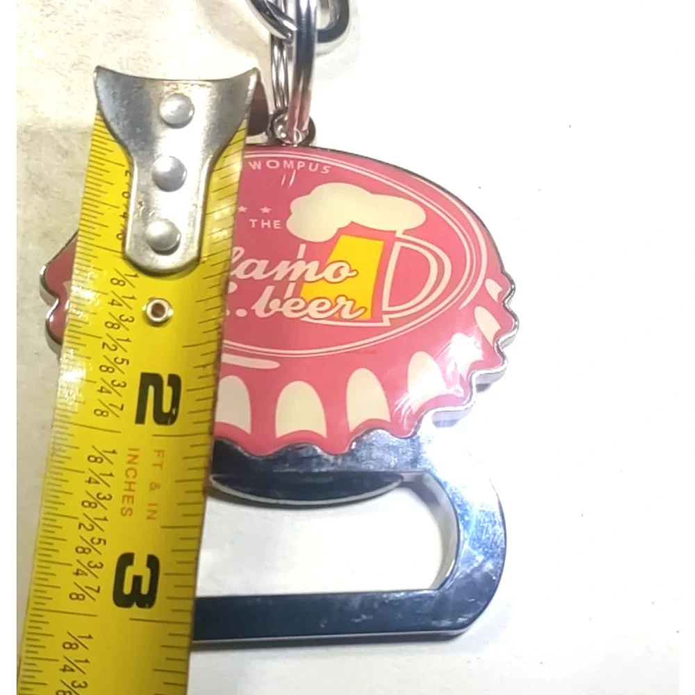Alamo Beer Scally Wompus Bottle Opener Large Pink Cream silver Tone Keychain